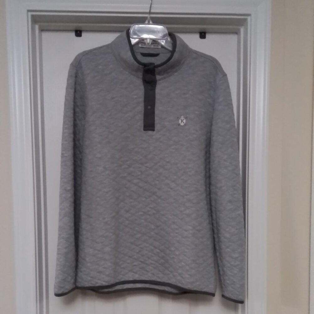 HOLDERNESS & BOURNE Quarter-Snap Grey Pullover Large